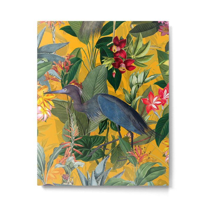 Vintage & Shabby Chic - Sunny Tropical Garden Blue Heron Metal Print Gallery Image 1