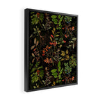 Vintage & Shabby Chic - vintage botanical wildflowers and berries on black Framed Canvas Print Gallery Image 2