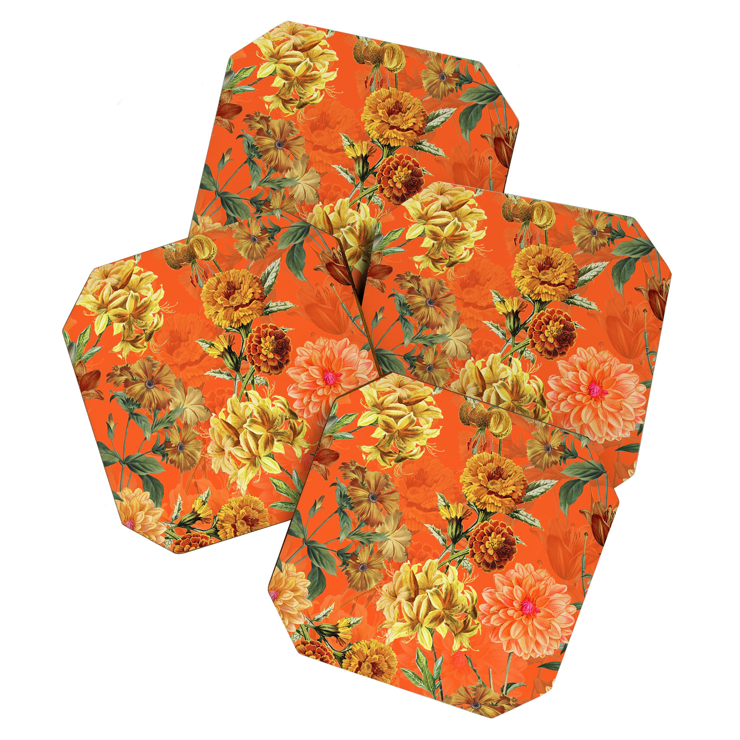 Vintage & Shabby Chic - Warm Sunny Yellow Flower Garden Coaster Gallery Image 1