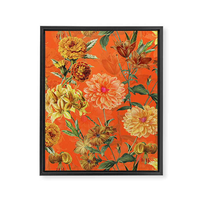 Vintage & Shabby Chic - Warm Sunny Yellow Flower Garden Framed Canvas Print Gallery Image 1