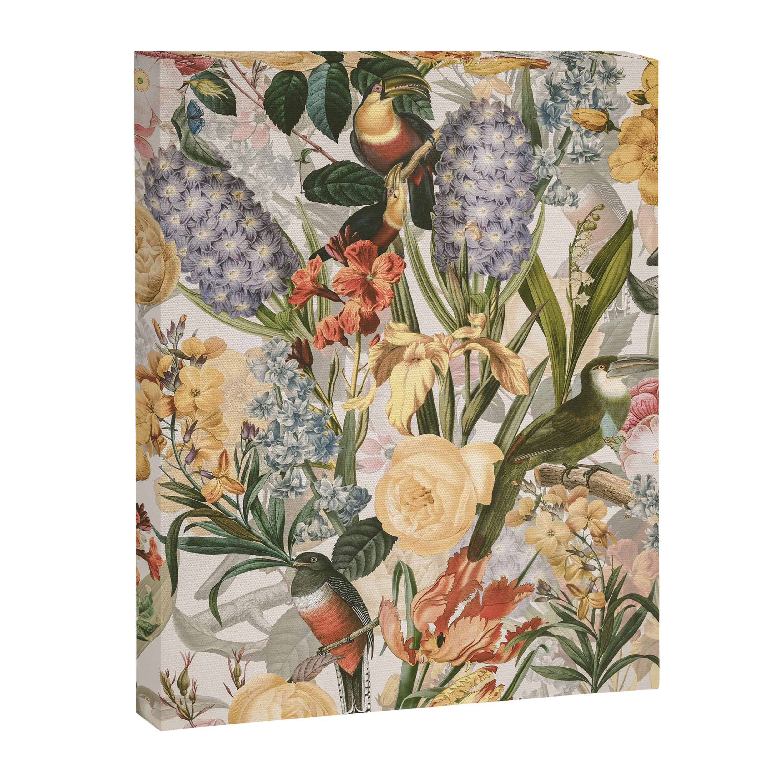 Vintage Tropical Flower And Bird Garden Canvas Print Gallery Image 8