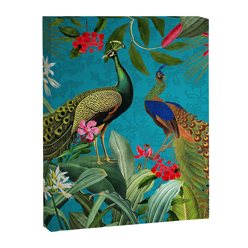 Vintage Tropical Peacock Bird Rainforest Jungle  Canvas Print Gallery Image 8