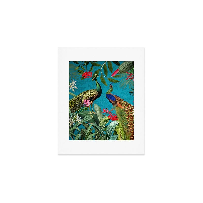 Vintage Tropical Peacock Bird Rainforest Jungle  Art Print Gallery Image 1