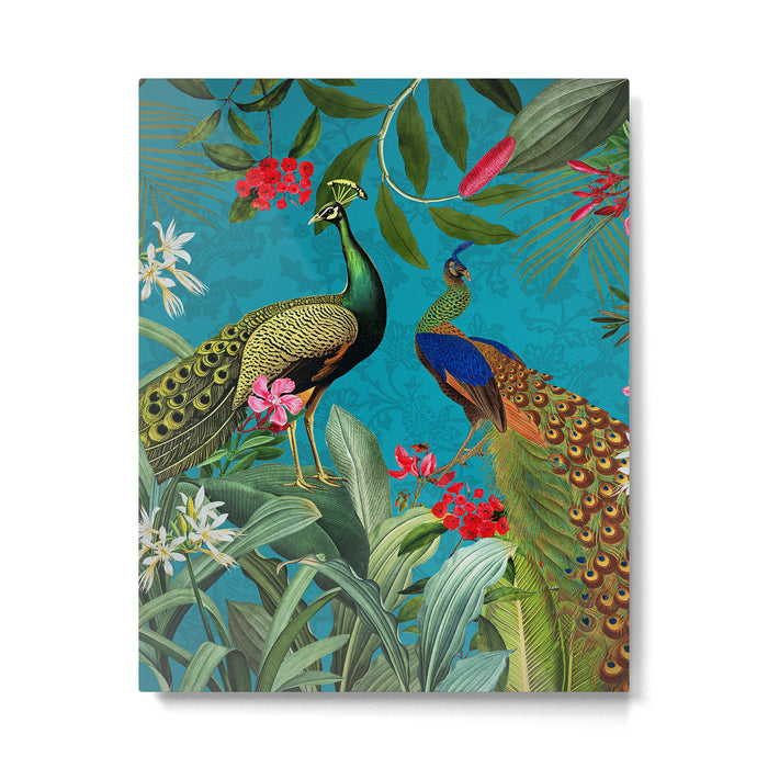 Vintage Tropical Peacock Bird Rainforest Jungle  Metal Print Gallery Image 1