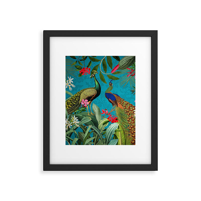 Vintage Tropical Peacock Bird Rainforest Jungle  Framed Art Print Gallery Image 6