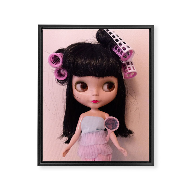 blythe in curlers Framed Canvas Print
