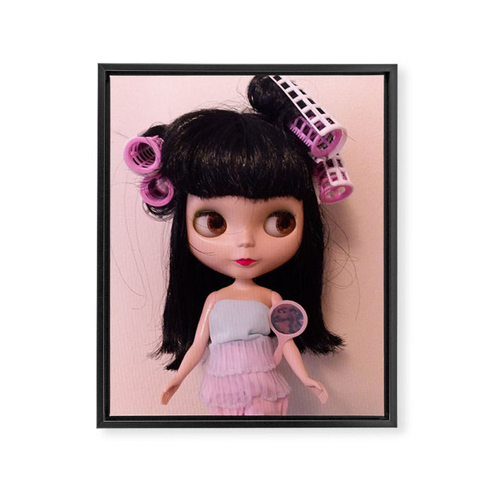 blythe in curlers Framed Canvas Print Gallery Image 1