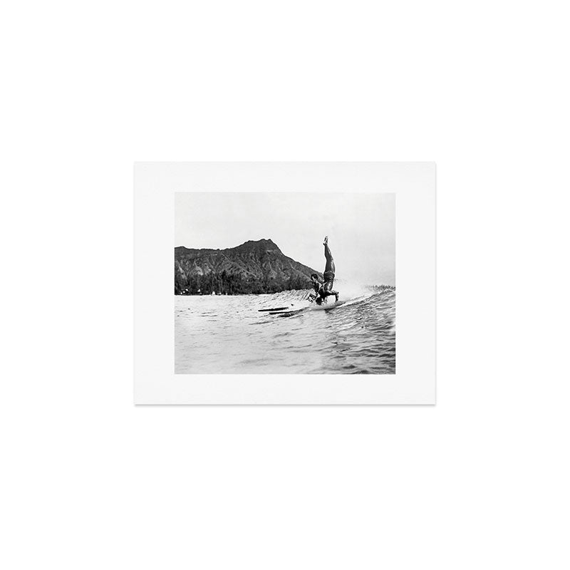 Surfing Diamond Head, Hawaii Art Print