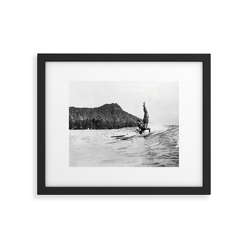 Surfing Diamond Head, Hawaii Framed Art Print Gallery Image 5