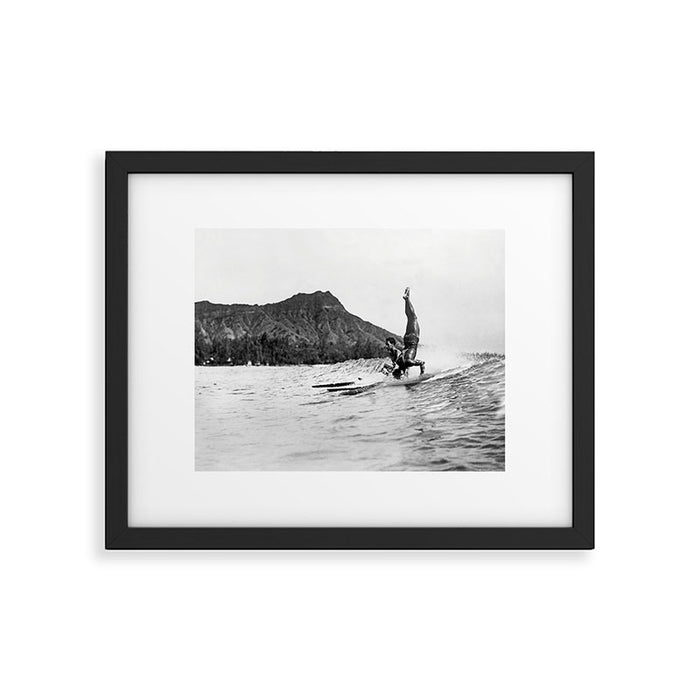 Surfing Diamond Head, Hawaii Framed Art Print Gallery Image 1