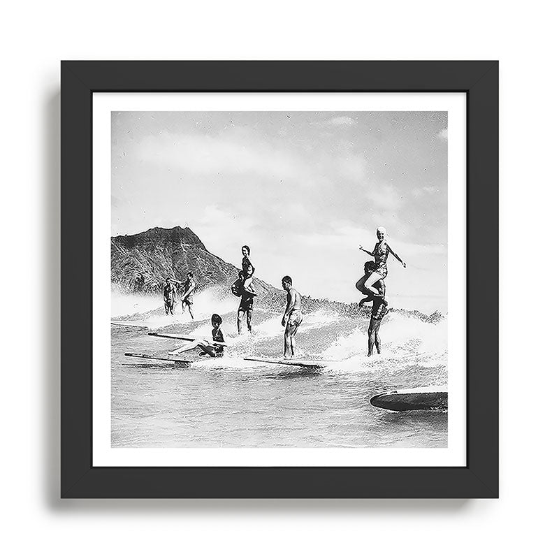 Vintage Hawaii Tandem Surfing Framed Art Print Gallery Image 1