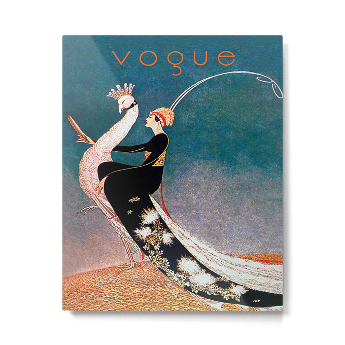 Art Deco White Peacock and Flapper Vintage Art Metal Print Gallery Image 1