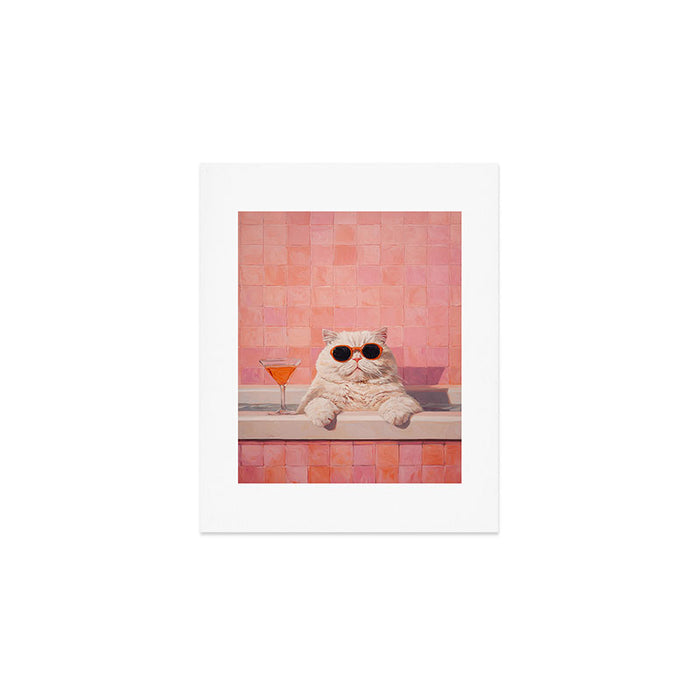 British ShortHair Cat in Tub, Colorful Whimsical Art Art Print Gallery Image 1