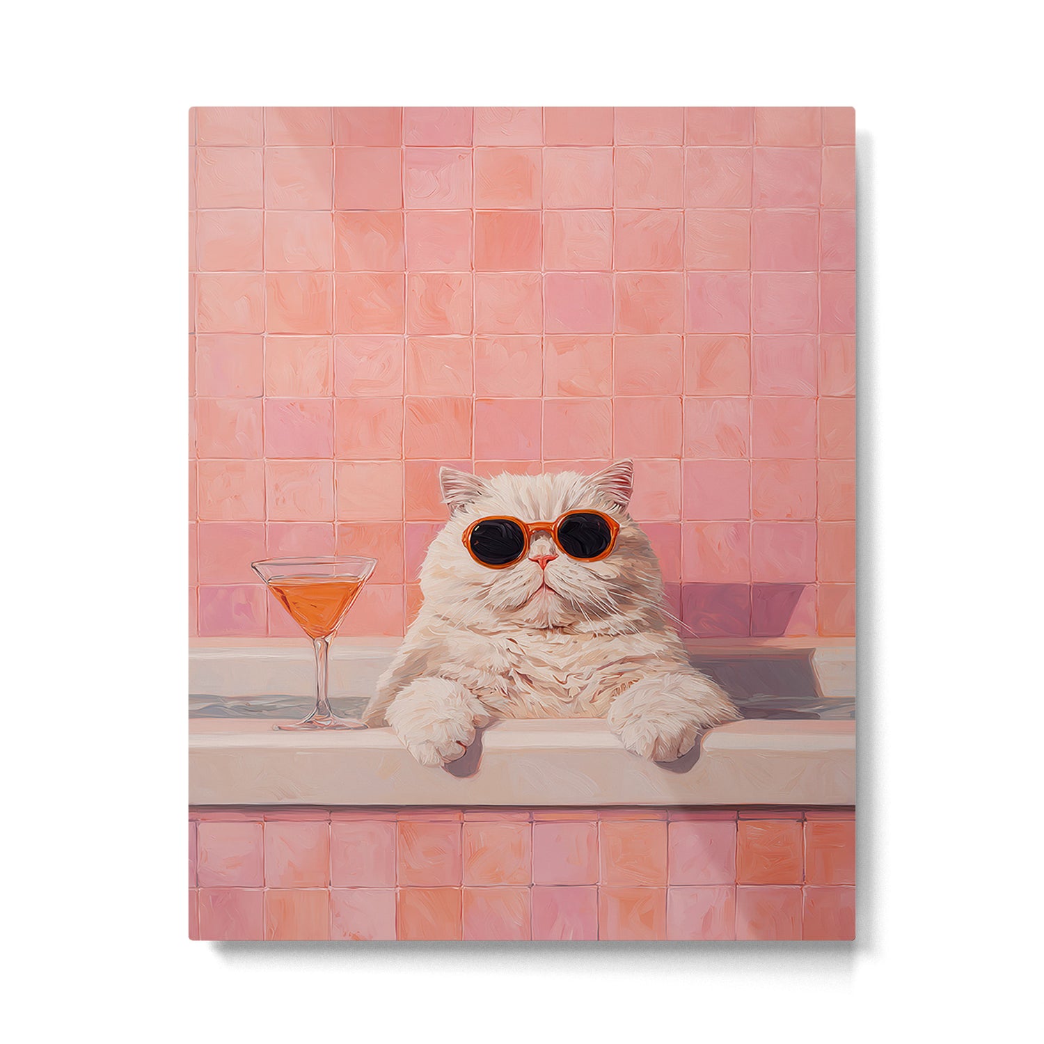 British ShortHair Cat in Tub, Colorful Whimsical Art Metal Print Gallery Image 4