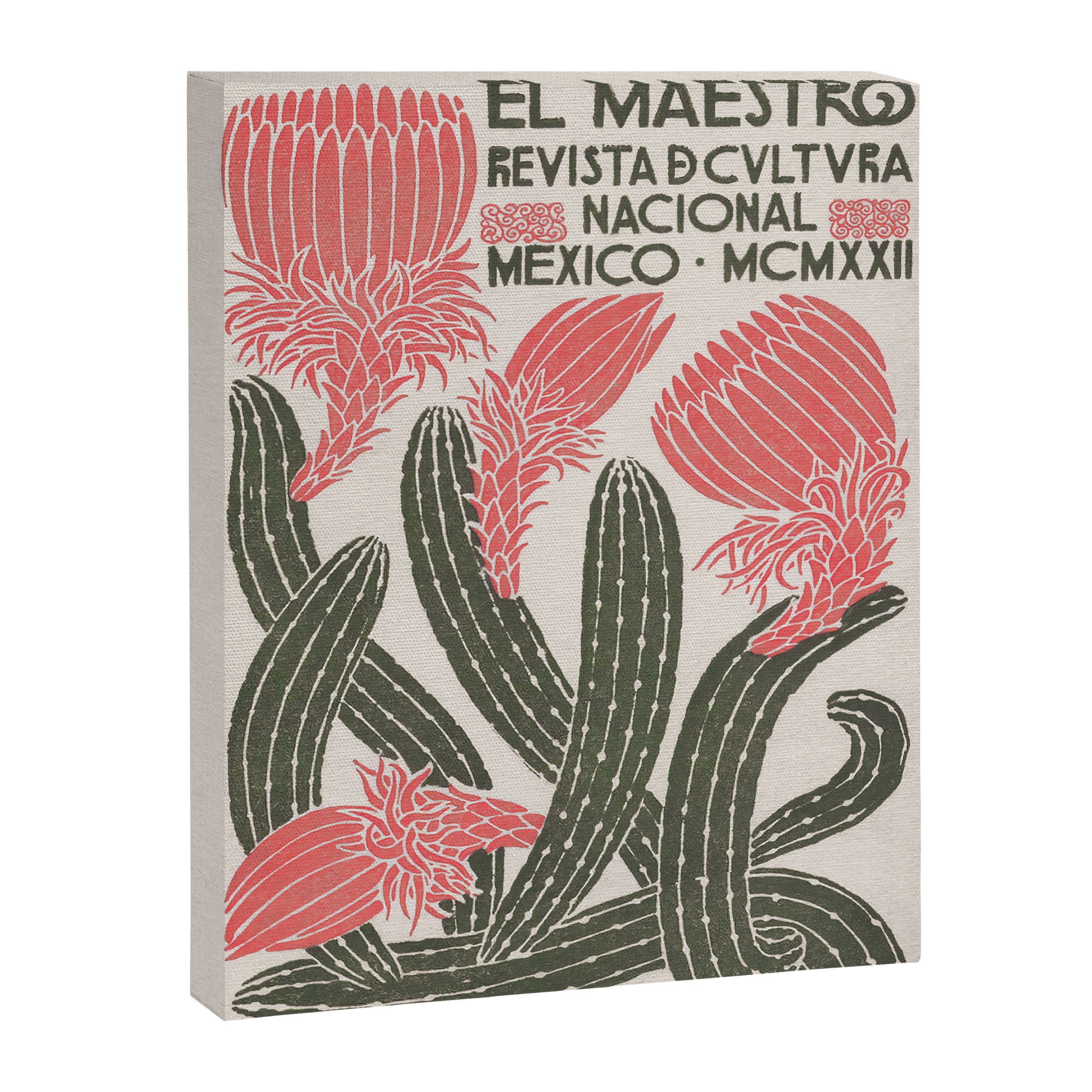 Cactus, El Maestro, Vintage Mexico Travel Poster Canvas Print Gallery Image 6