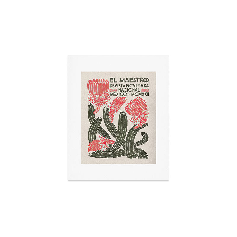 Cactus, El Maestro, Vintage Mexico Travel Poster Art Print Gallery Image 1