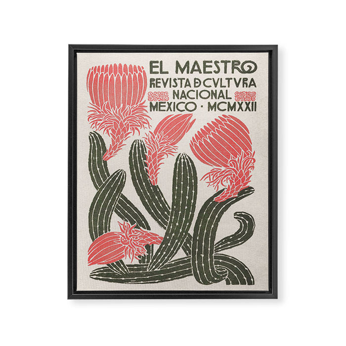 Cactus, El Maestro, Vintage Mexico Travel Poster Framed Canvas Print Gallery Image 1