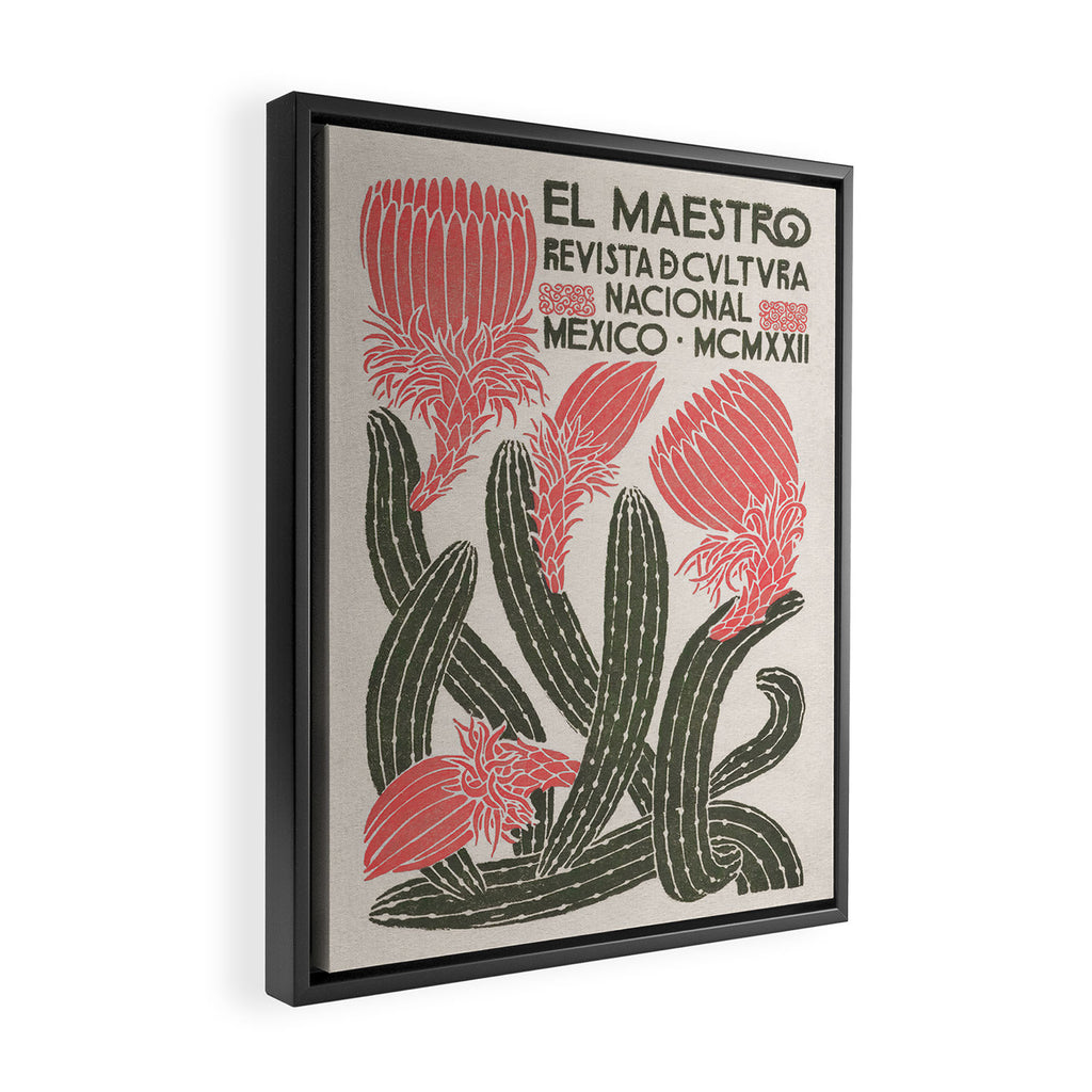 Cactus, El Maestro, Vintage Mexico Travel Poster Framed Canvas Print Gallery Image 2