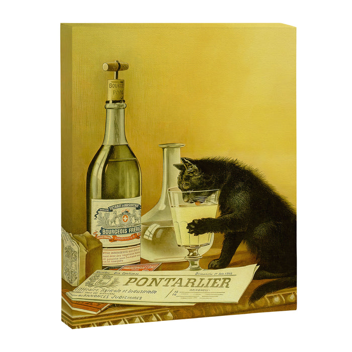 Cat, Absinthe, Vintage Beverage Poster Canvas Print Gallery Image 1