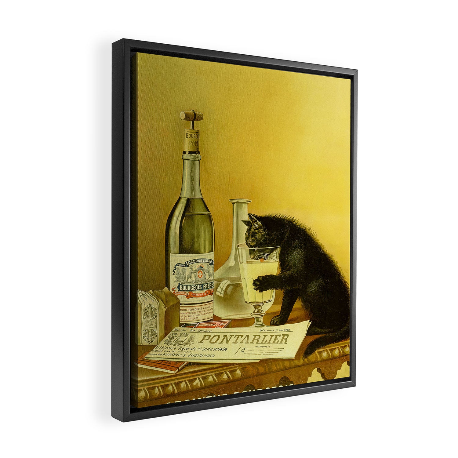 Cat, Absinthe, Vintage Beverage Poster Framed Canvas Print Gallery Image 2