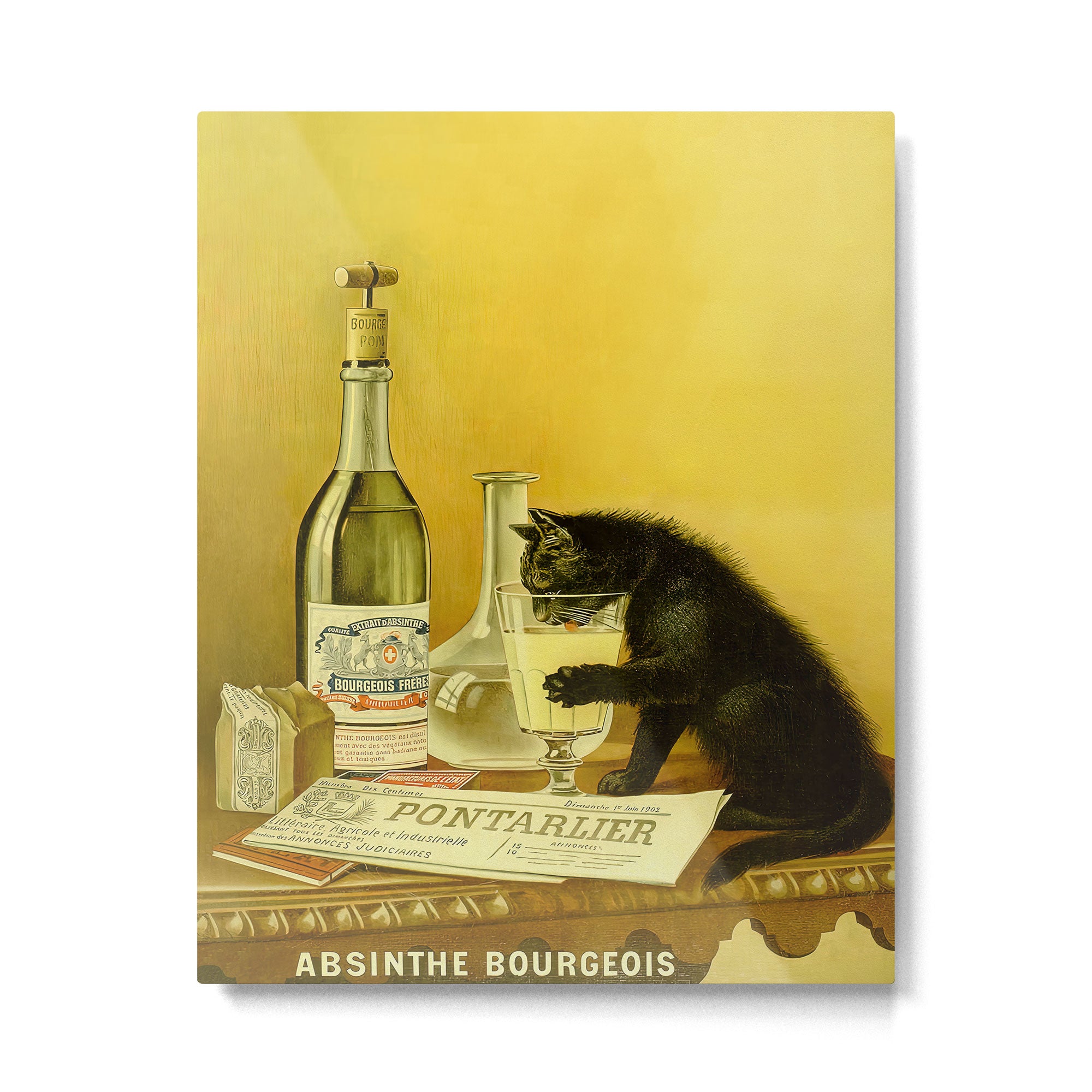Cat, Absinthe, Vintage Beverage Poster Metal Print Gallery Image 4