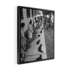 Cat Audition, Black and White, Vintage Art Framed Canvas Print Gallery Image 2