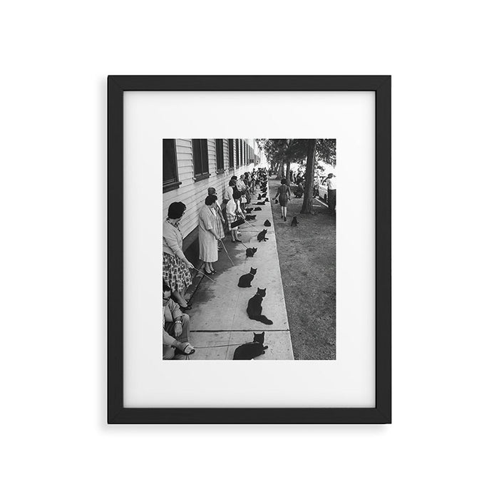 Cat Audition, Black and White, Vintage Art Framed Art Print Gallery Image 1