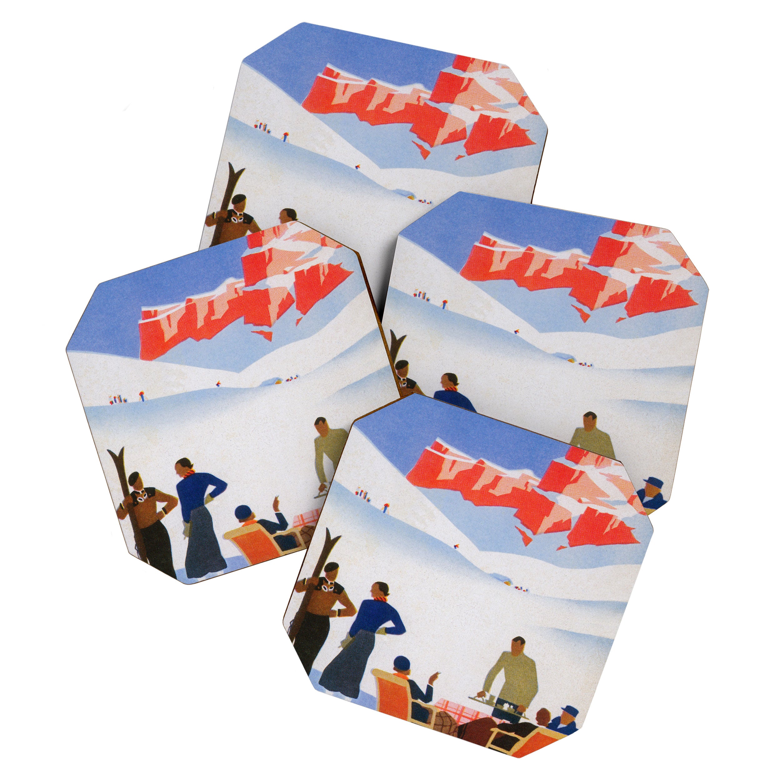 Dolomites Italy Vintage Ski Poster Coaster Gallery Image 1