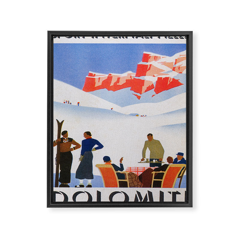 Dolomites Italy Vintage Ski Poster Framed Canvas Print Gallery Image 6