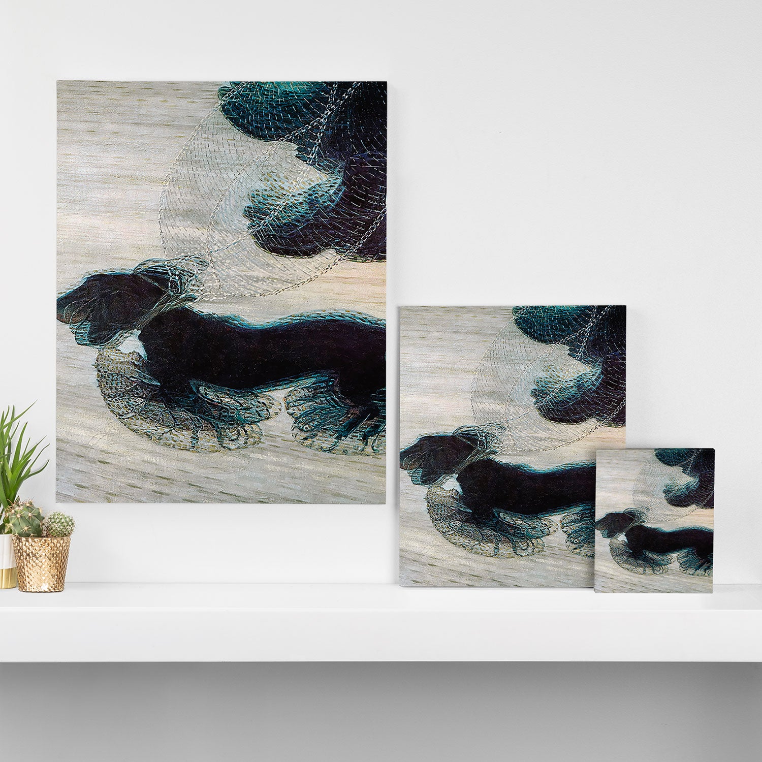 Dynamism of a Dog on a Leash, Vintage Minimalist Art Canvas Print Gallery Image 3