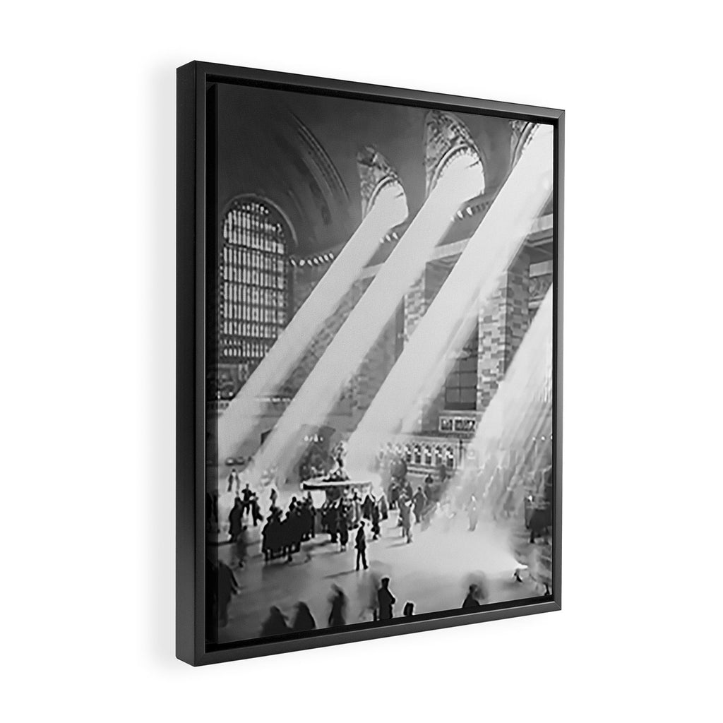 Grand Central Station, Black and White Vintage Art Framed Canvas Print Gallery Image 2