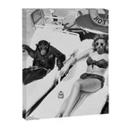 Lady and Chimp Sunbathing, Black and White, Vintage Art Canvas Print Gallery Image 6