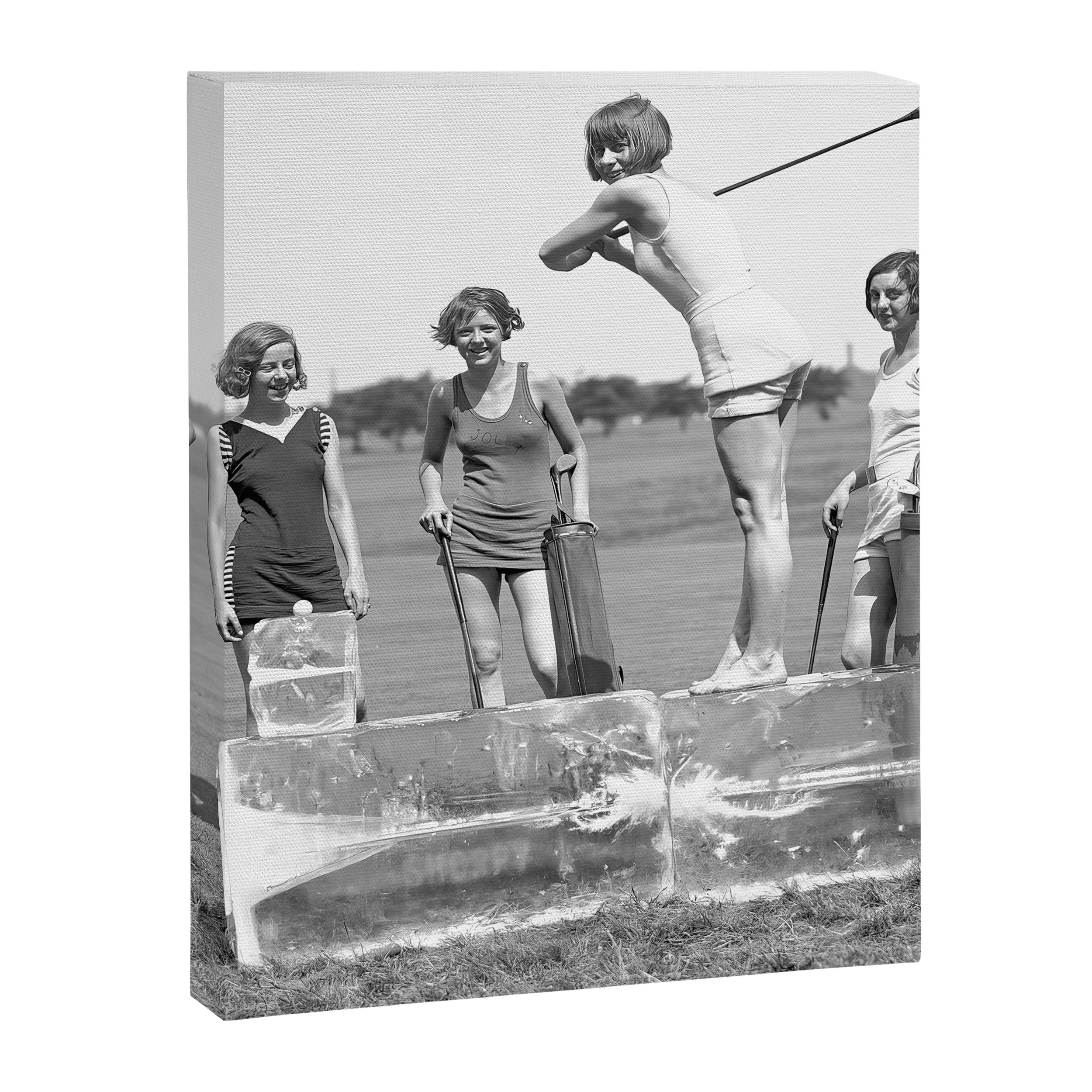 Lady Golfers, Black and White, Vintage Wall Art. Canvas Print Gallery Image 6