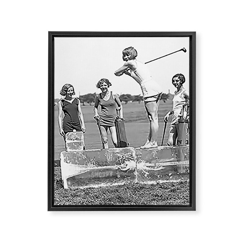 Lady Golfers, Black and White, Vintage Wall Art. Framed Canvas Print Gallery Image 6