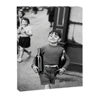 Little Boy and Bottles of Wine, Black and White Vintage Art Canvas Print Gallery Image 6
