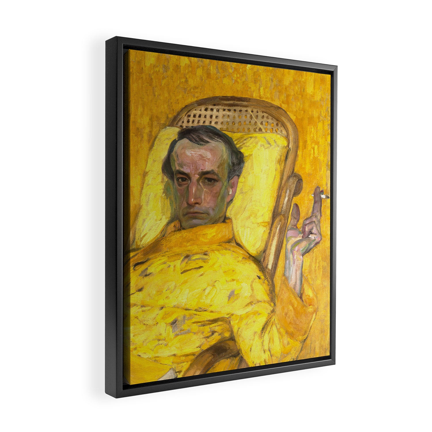 Man Portrait, Man in Yellow, Vintage Wall Art Framed Canvas Print Gallery Image 2
