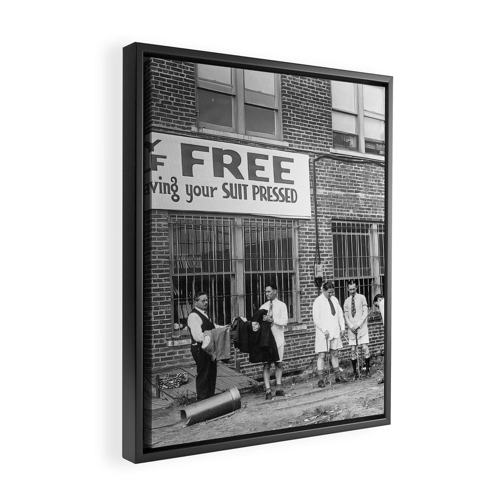 Men Playing Golf, Vintage Black and White Art Framed Canvas Print Gallery Image 2