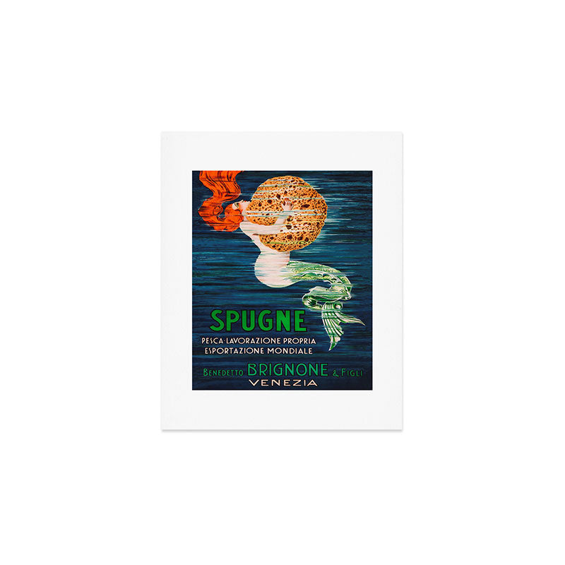 Mermaid with Sponge Vintage Poster Art Print Gallery Image 1