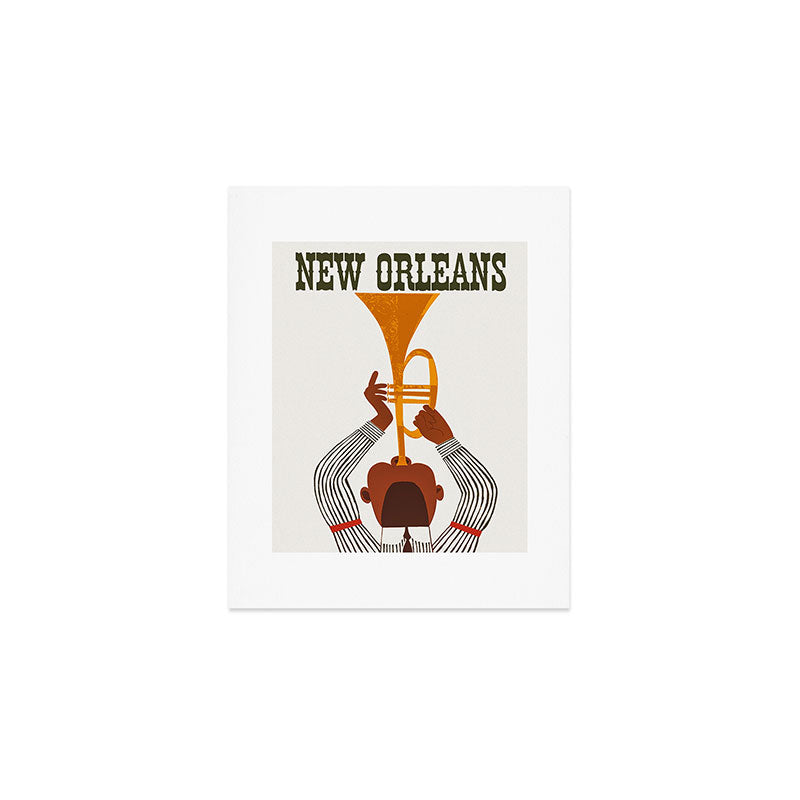 New Orleans Jazz Trumpet Player Vintage Art Art Print Gallery Image 1