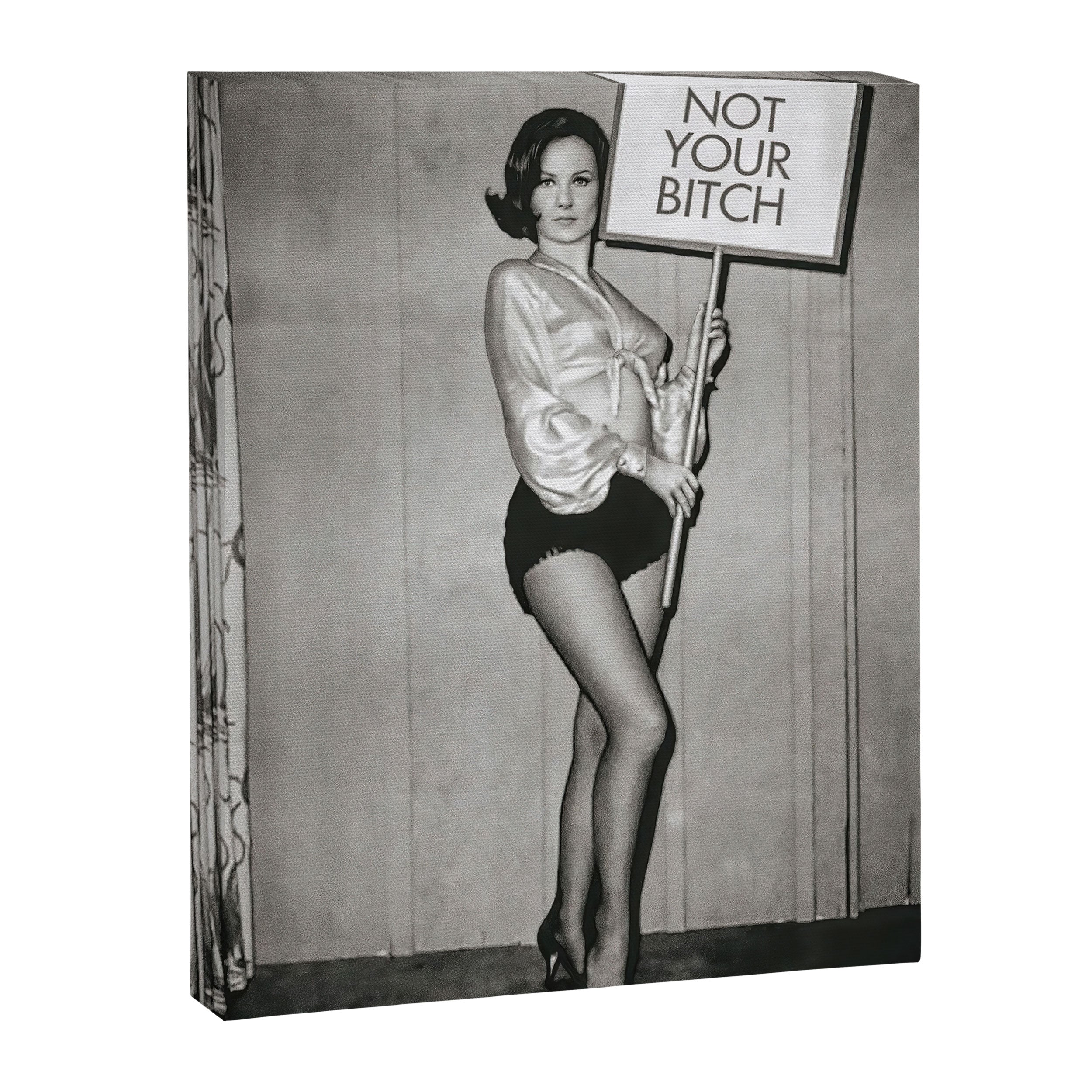 Not Your Bitch, Black and White Vintage Art Canvas Print Gallery Image 6