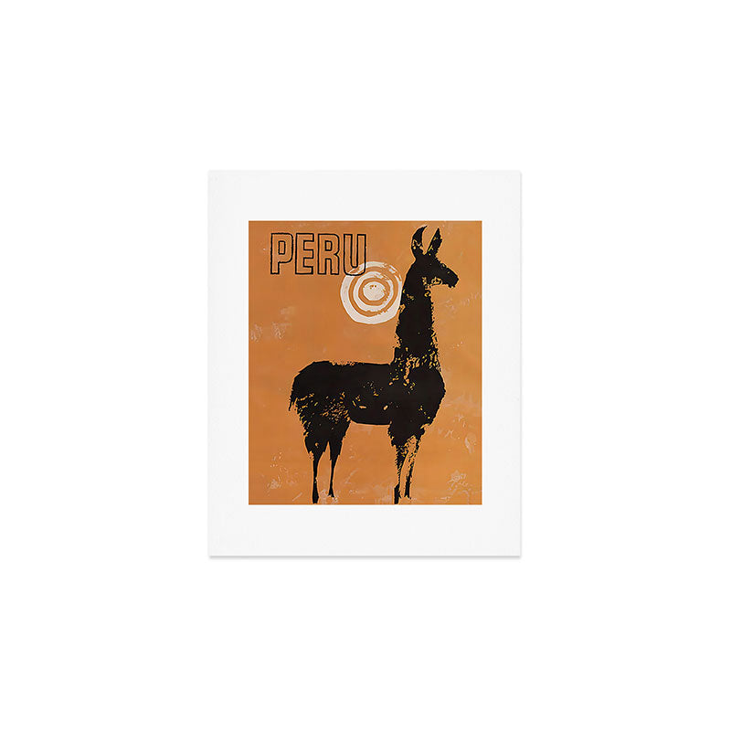 Peru Llama Vintage Travel Poster Art Print Gallery Image 1