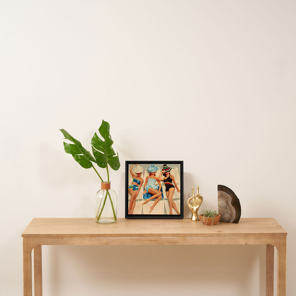 Retro Sunbathers Framed Canvas Print Gallery Image 3