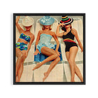 Retro Sunbathers Framed Canvas Print Gallery Image 3