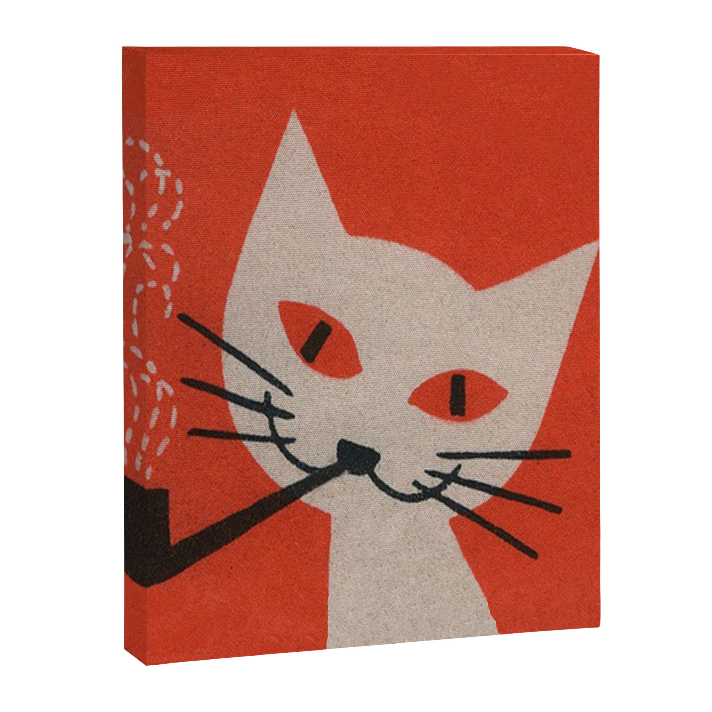 Retro White Cat Smoking a Pipe Canvas Print Gallery Image 8