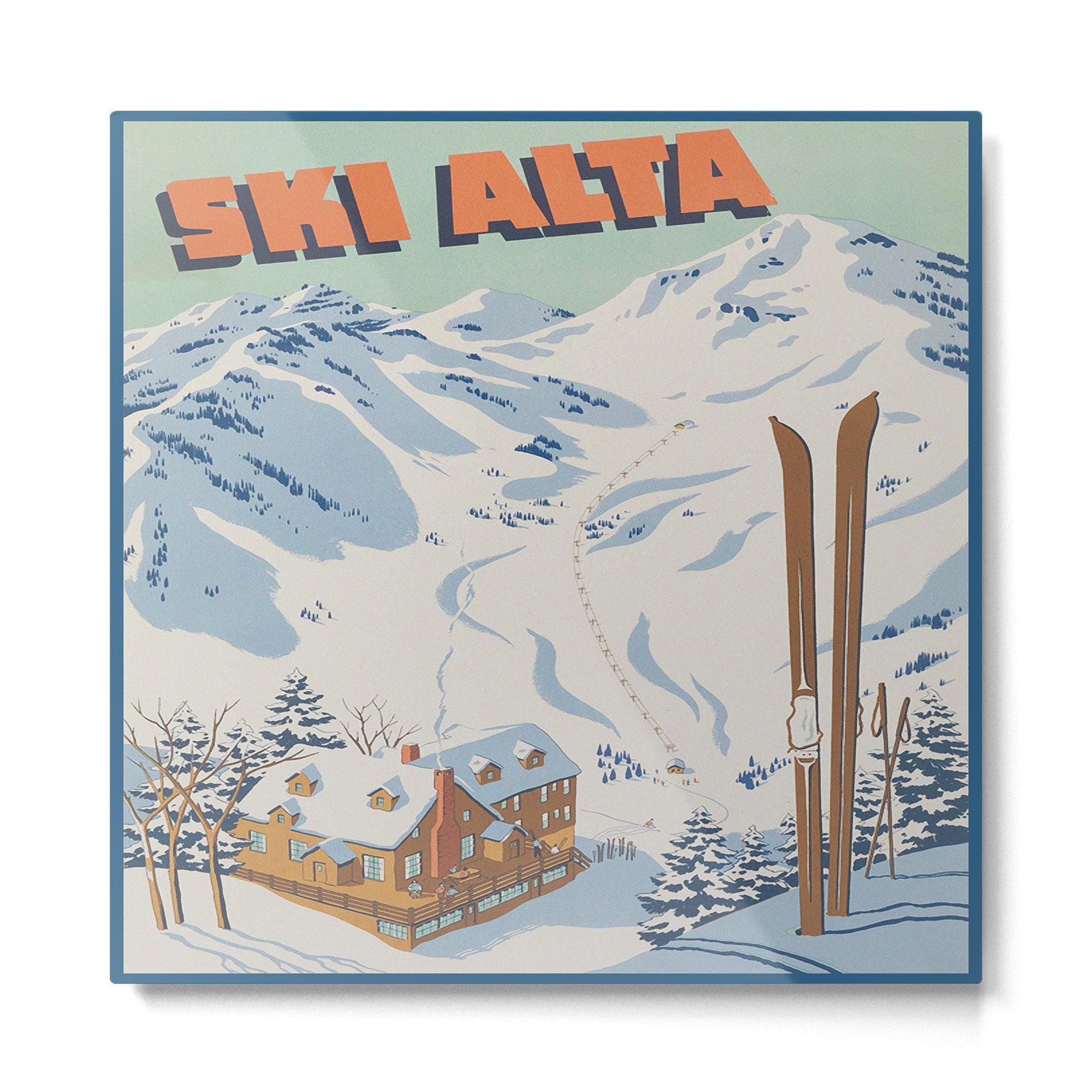 Ski Alta Vintage Travel Poster Metal Print Gallery Image 2