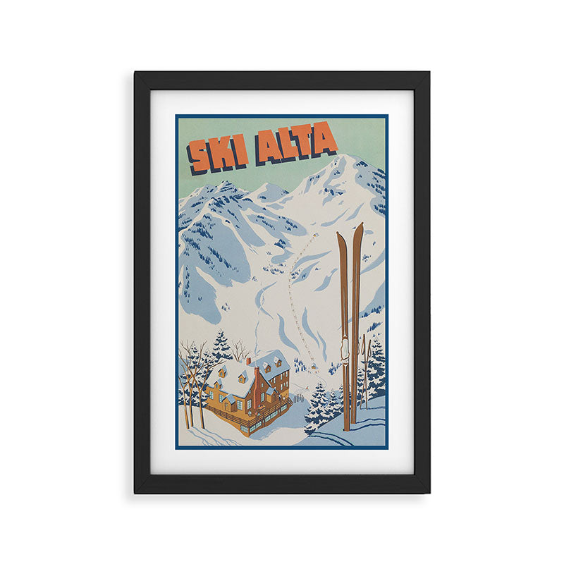 Ski Alta Vintage Travel Poster Framed Art Print Gallery Image 2