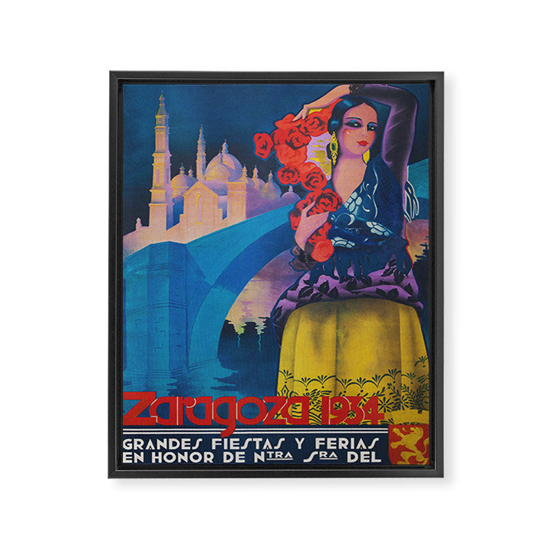 Spain Travel Poster, Colorful Spanish Festival Poster Framed Canvas Print Gallery Image 6