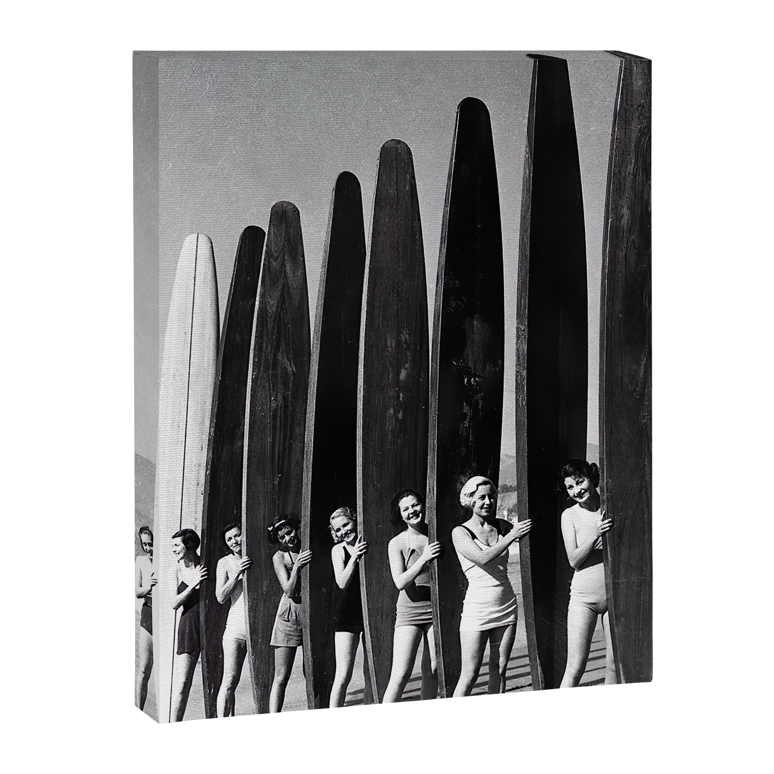 Surfers, Vintage Black and White Art Canvas Print Gallery Image 6