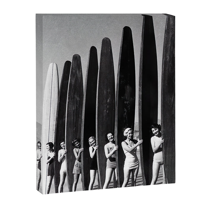 Surfers, Vintage Black and White Art Canvas Print Gallery Image 1