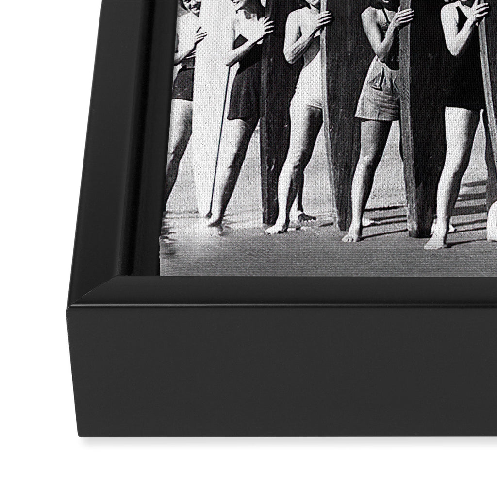 Surfers, Vintage Black and White Art Framed Canvas Print Gallery Image 3
